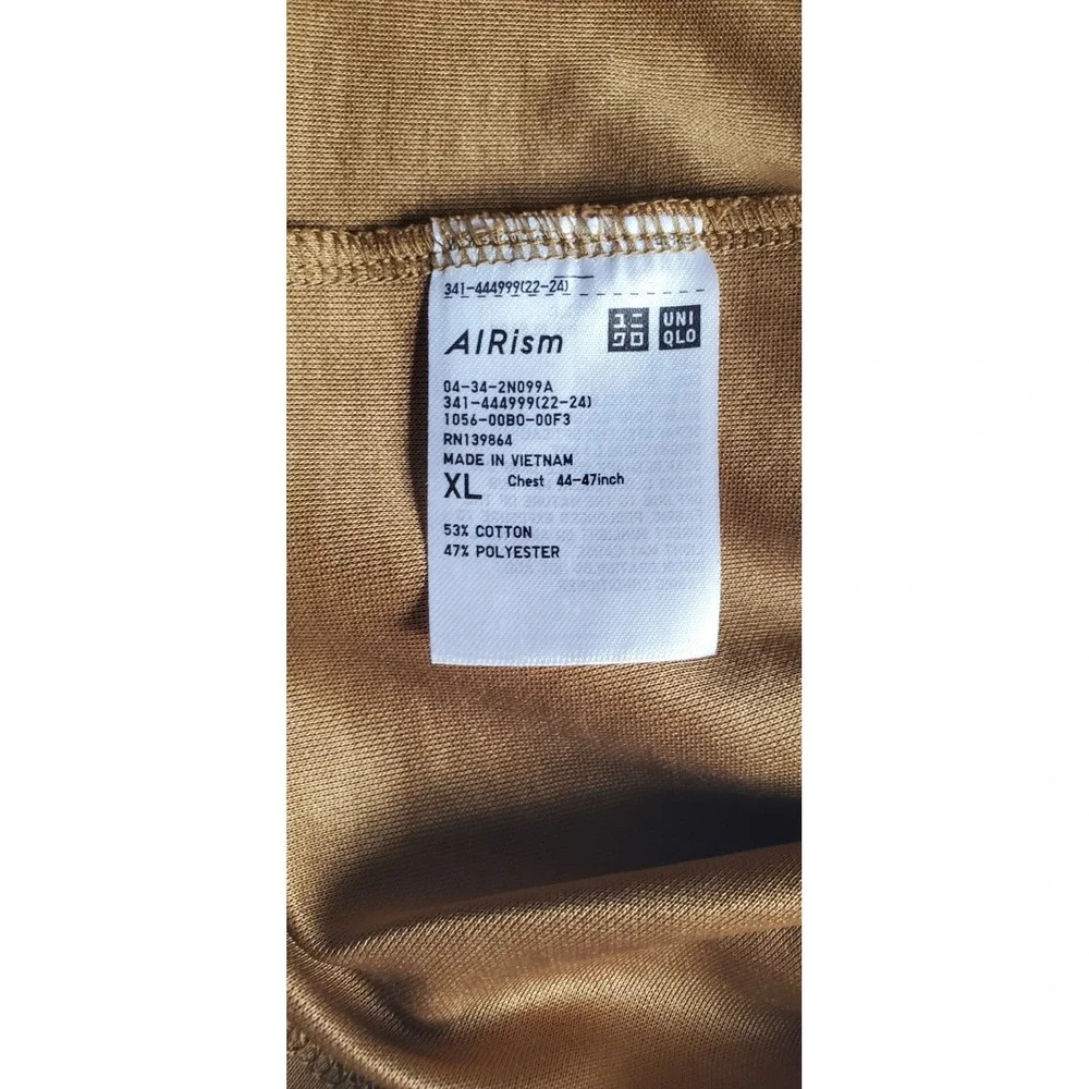 Uniqlo U Airism Oversized Mens Size Medium T-Shirt Brown Cotton Blend NEW! - Picture 5 of 6